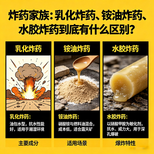 道外炸药家族：乳化炸药、铵油炸药、水胶炸药到底有什么区别？